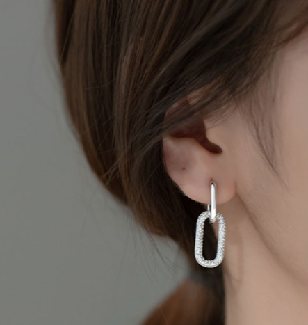 Geometriska Ellipsörhängen i 925 Silver – Sense Design