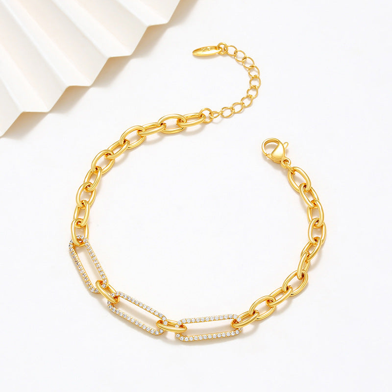 Elegant Kedjearmband i Geometrisk Design – Guldpläterat Smycke
