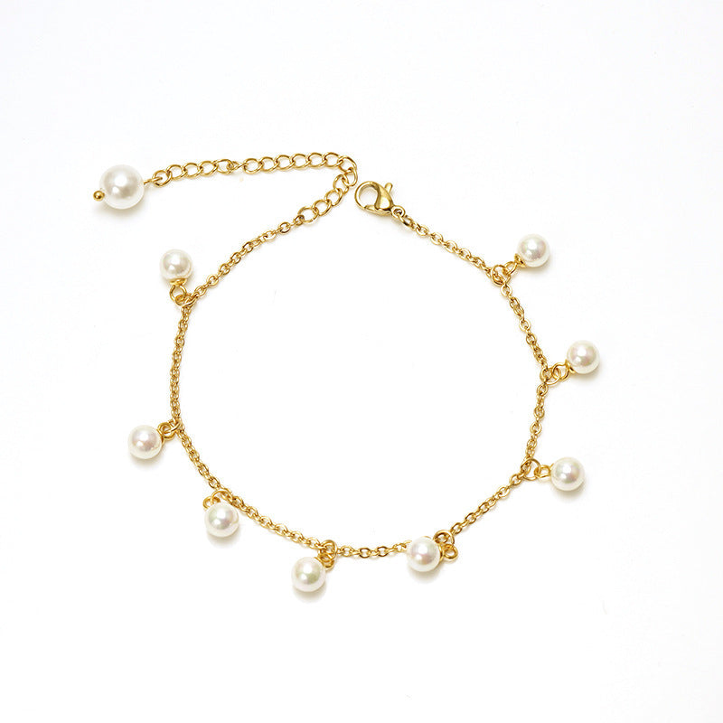 Elegant Guldpläterat Armband med Pärlor
