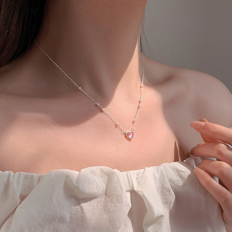 Kärlekens Glans Avancerat Heart Halsband med Pärlor