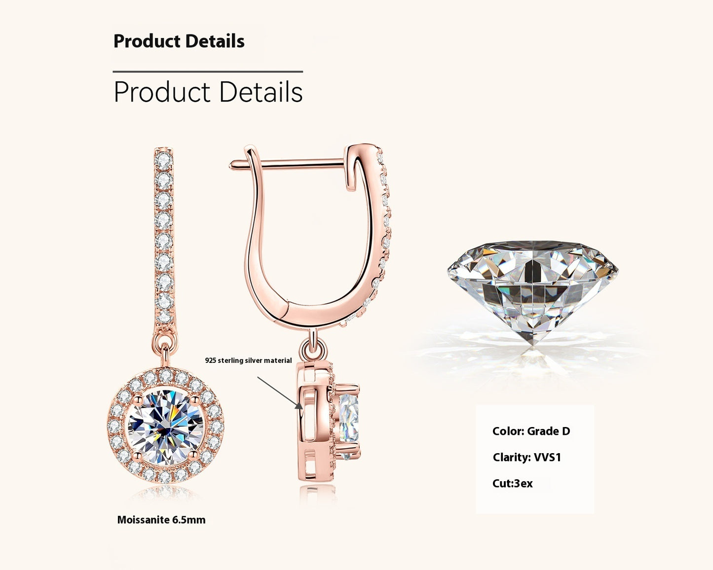 Eleganta Diamantörhängen 925 Silver – Lyxig Design