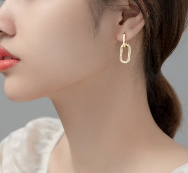 Geometriska Ellipsörhängen i 925 Silver – Sense Design