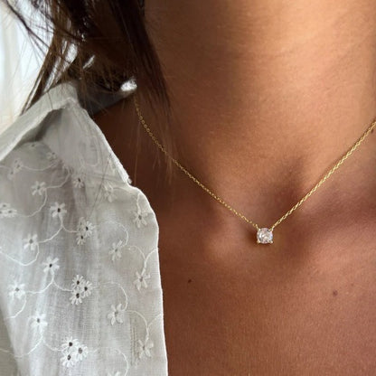 Geometriskt Zirkon Hängsmycke Halsband för Kvinnor – Minimalistisk Design i Guld/Roseguld/Silver