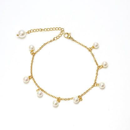 Elegant Guldpläterat Armband med Pärlor