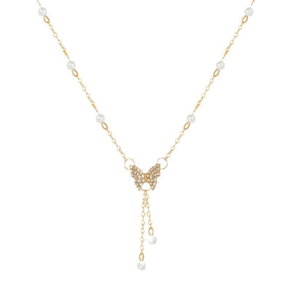 Pearl Butterfly – Halsband i Guldfärg med Pärla