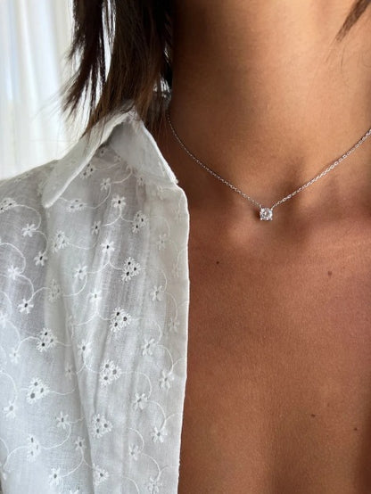 Geometriskt Zirkon Hängsmycke Halsband för Kvinnor – Minimalistisk Design i Guld/Roseguld/Silver